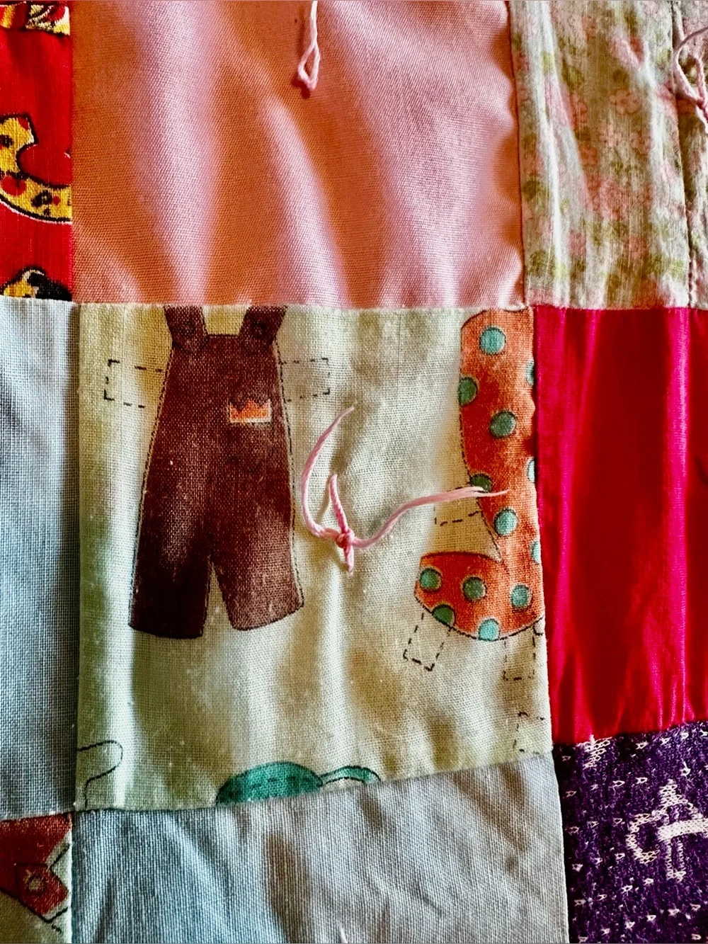Patchwork Quilt Hand Knotted Approx. 78”x81” Full/Dbl. Photographed on Queen bed